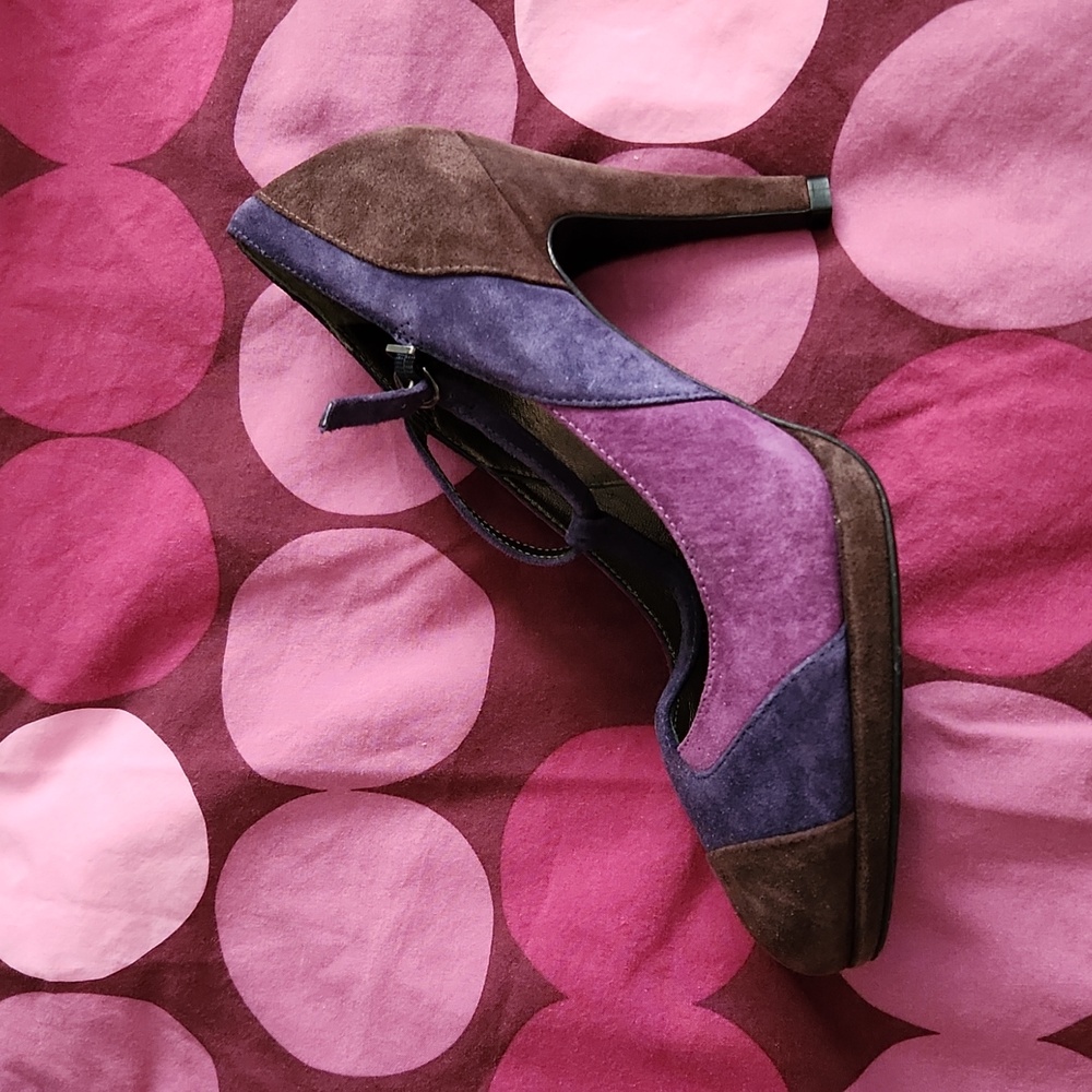 Boden Suede Mary Jane strappy heels